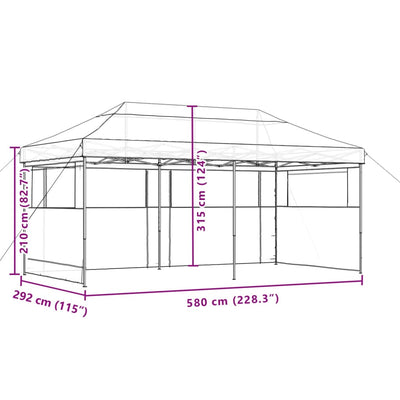 Foldable Party Tent Pop-Up with 3 Sidewalls Brown