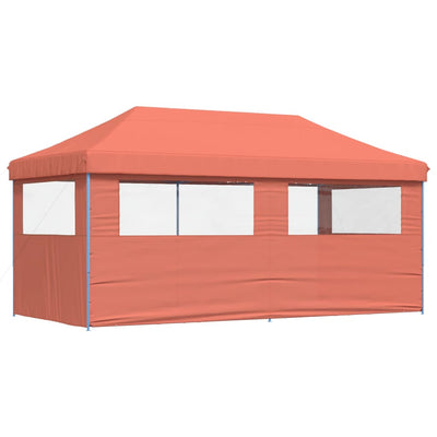 Foldable Party Tent Pop-Up with 3 Sidewalls Terracotta