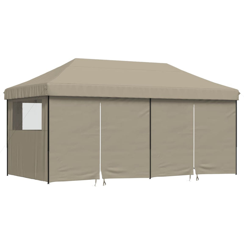 Foldable Party Tent Pop-Up with 4 Sidewalls Taupe