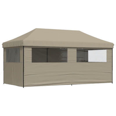 Foldable Party Tent Pop-Up with 4 Sidewalls Taupe