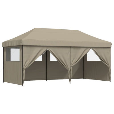 Foldable Party Tent Pop-Up with 4 Sidewalls Taupe