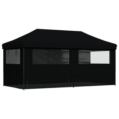 Foldable Party Tent Pop-Up with 4 Sidewalls Black