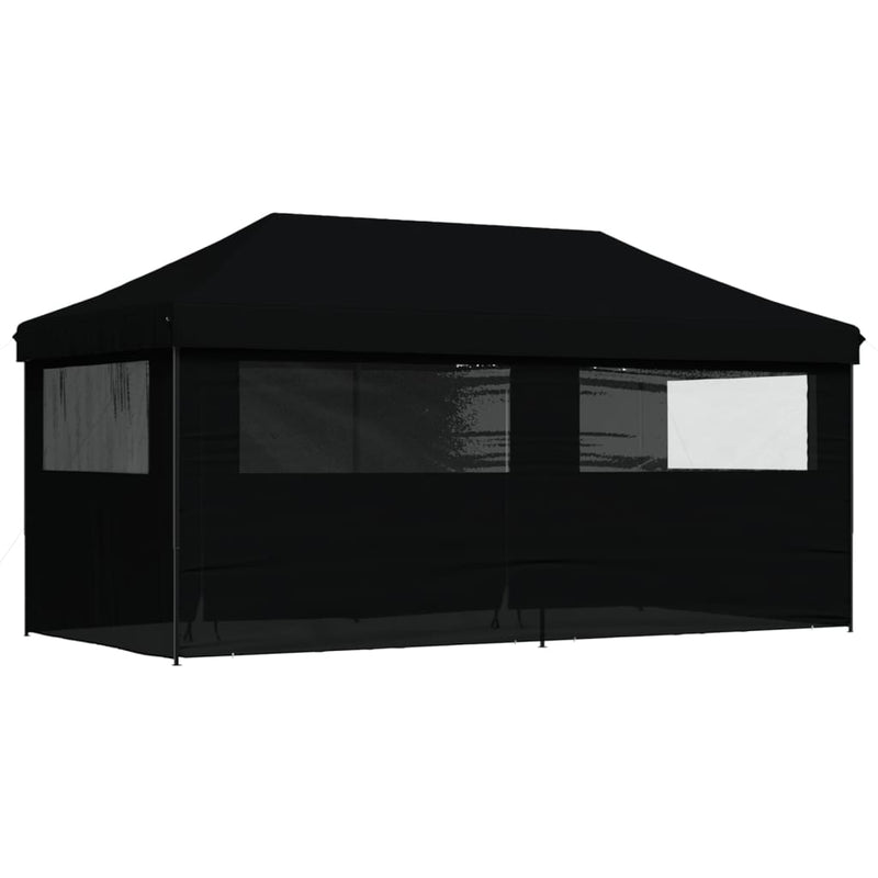 Foldable Party Tent Pop-Up with 4 Sidewalls Black