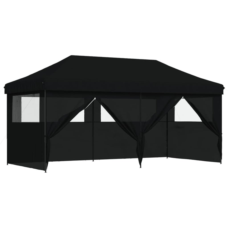 Foldable Party Tent Pop-Up with 4 Sidewalls Black