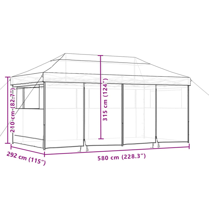 Foldable Party Tent Pop-Up with 4 Sidewalls Black