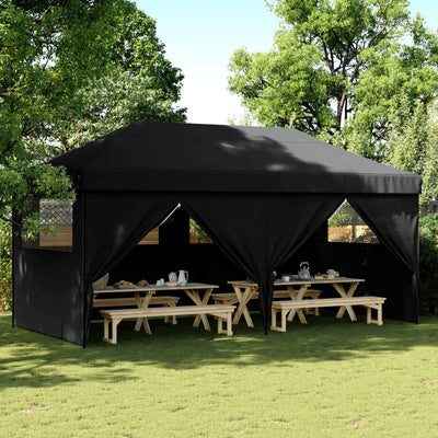 Foldable Party Tent Pop-Up with 4 Sidewalls Black