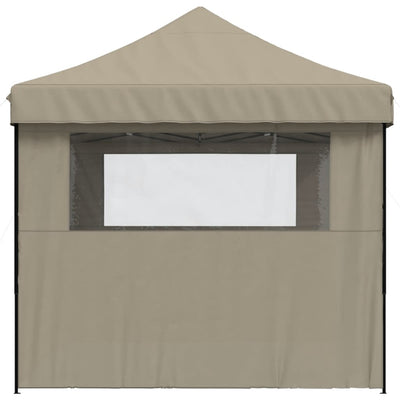 Foldable Party Tent Pop-Up with 3 Sidewalls Taupe