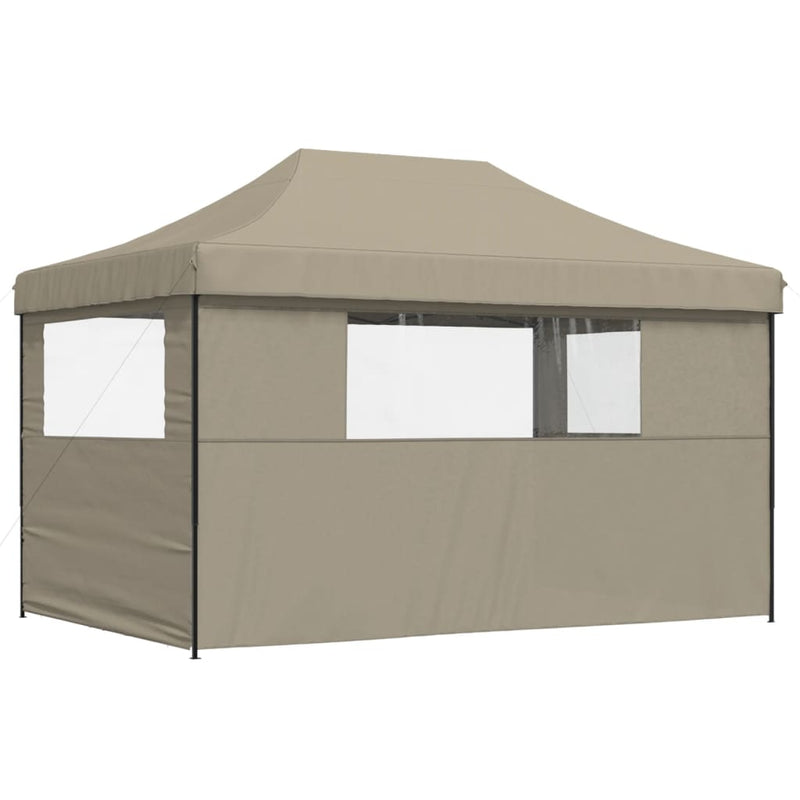 Foldable Party Tent Pop-Up with 3 Sidewalls Taupe