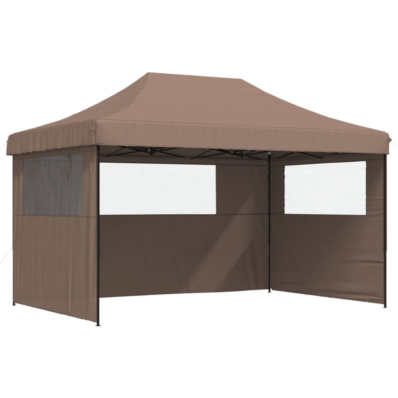 Foldable Party Tent Pop-Up with 3 Sidewalls Brown