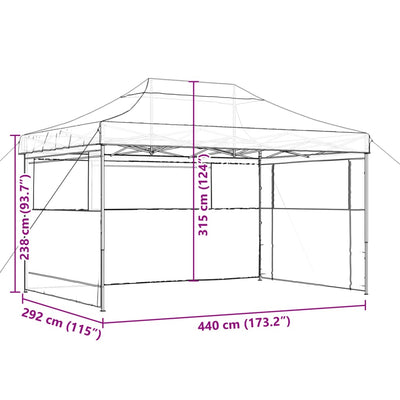 Foldable Party Tent Pop-Up with 3 Sidewalls Brown