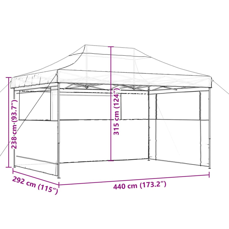 Foldable Party Tent Pop-Up with 3 Sidewalls Black