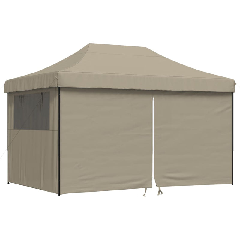 Foldable Party Tent Pop-Up with 4 Sidewalls Taupe