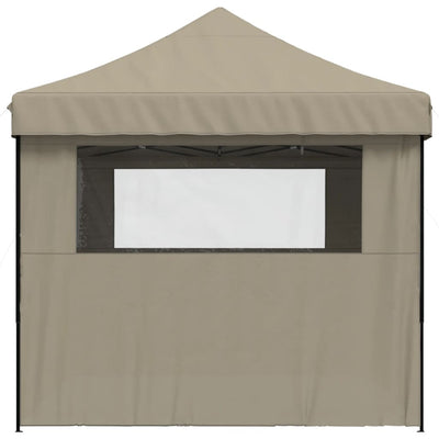 Foldable Party Tent Pop-Up with 4 Sidewalls Taupe