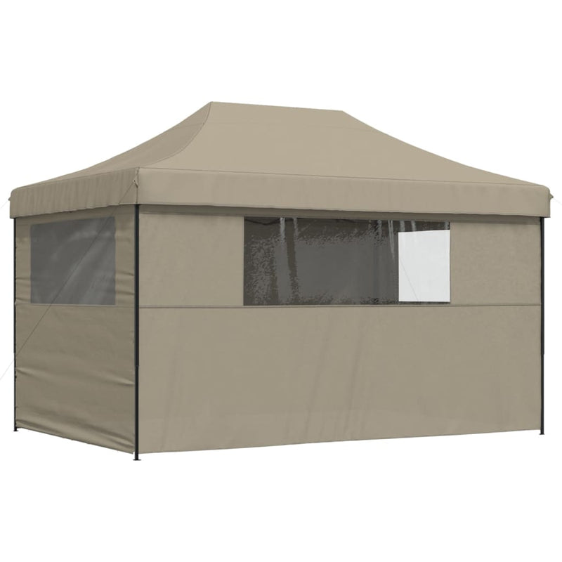 Foldable Party Tent Pop-Up with 4 Sidewalls Taupe