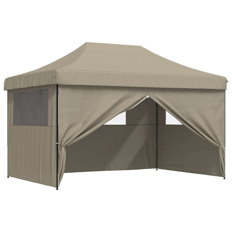 Foldable Party Tent Pop-Up with 4 Sidewalls Taupe