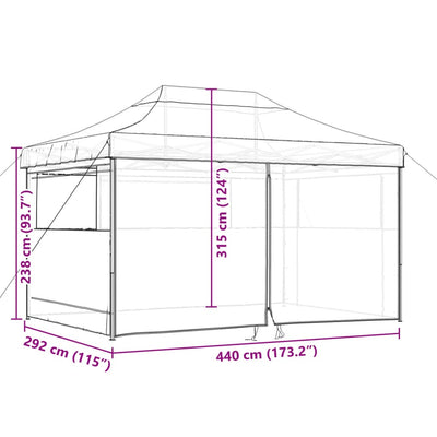 Foldable Party Tent Pop-Up with 4 Sidewalls Taupe