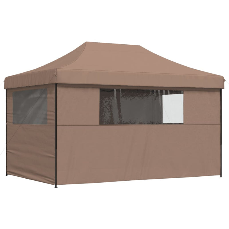 Foldable Party Tent Pop-Up with 4 Sidewalls Brown