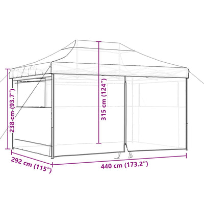 Foldable Party Tent Pop-Up with 4 Sidewalls Brown