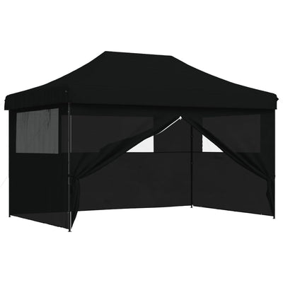 Foldable Party Tent Pop-Up with 4 Sidewalls Black