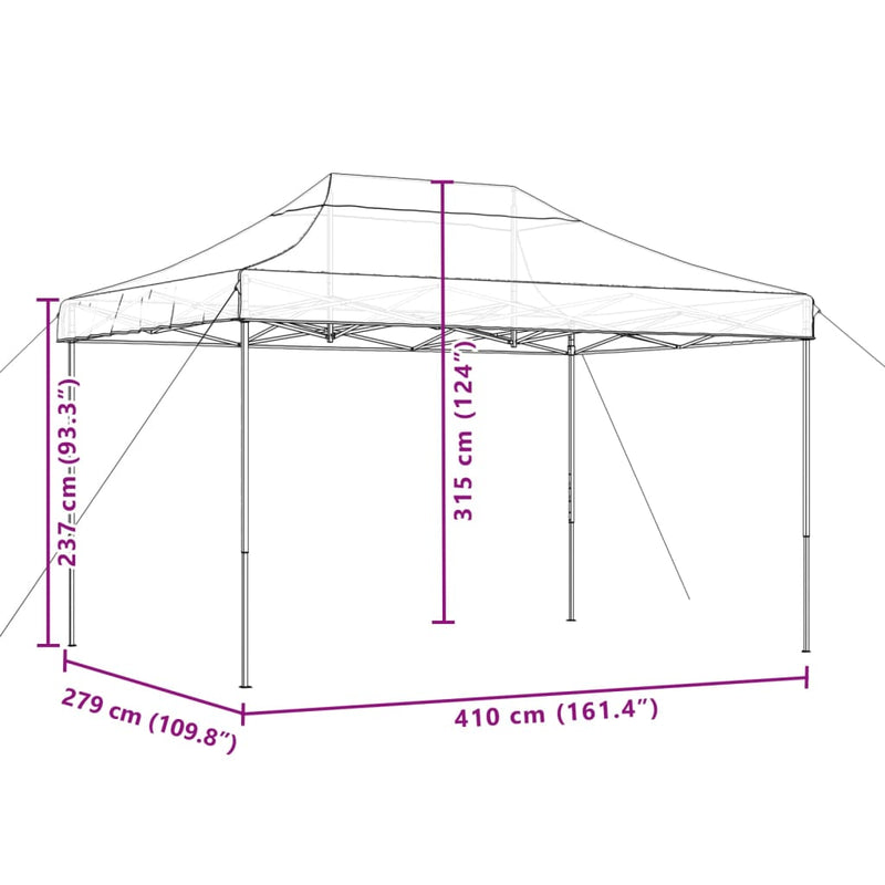 Foldable Party Tent Pop-Up Green 410x279x315 cm