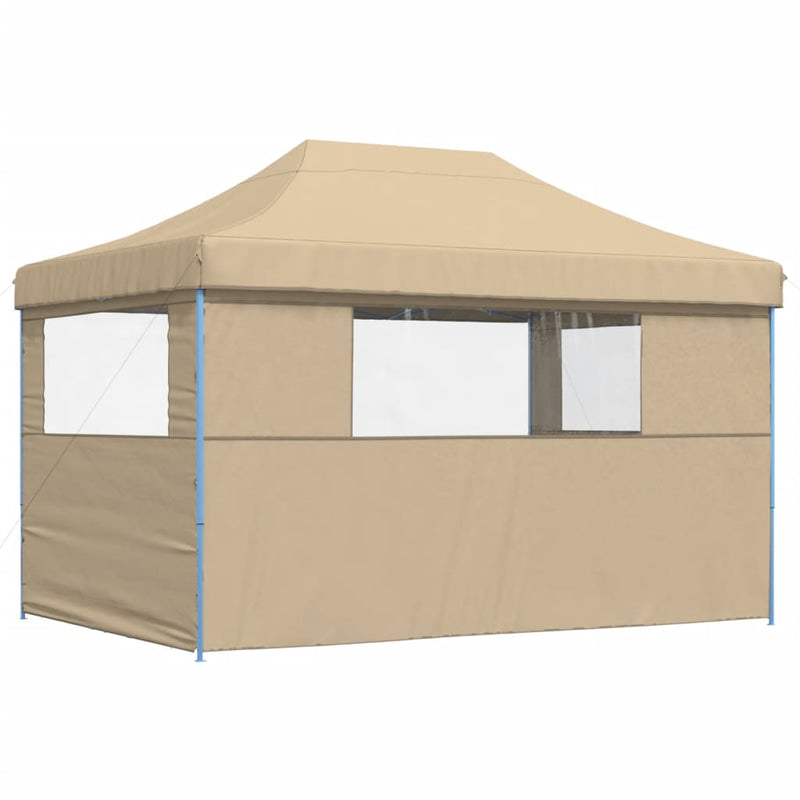 Foldable Party Tent Pop-Up with 3 Sidewalls Beige