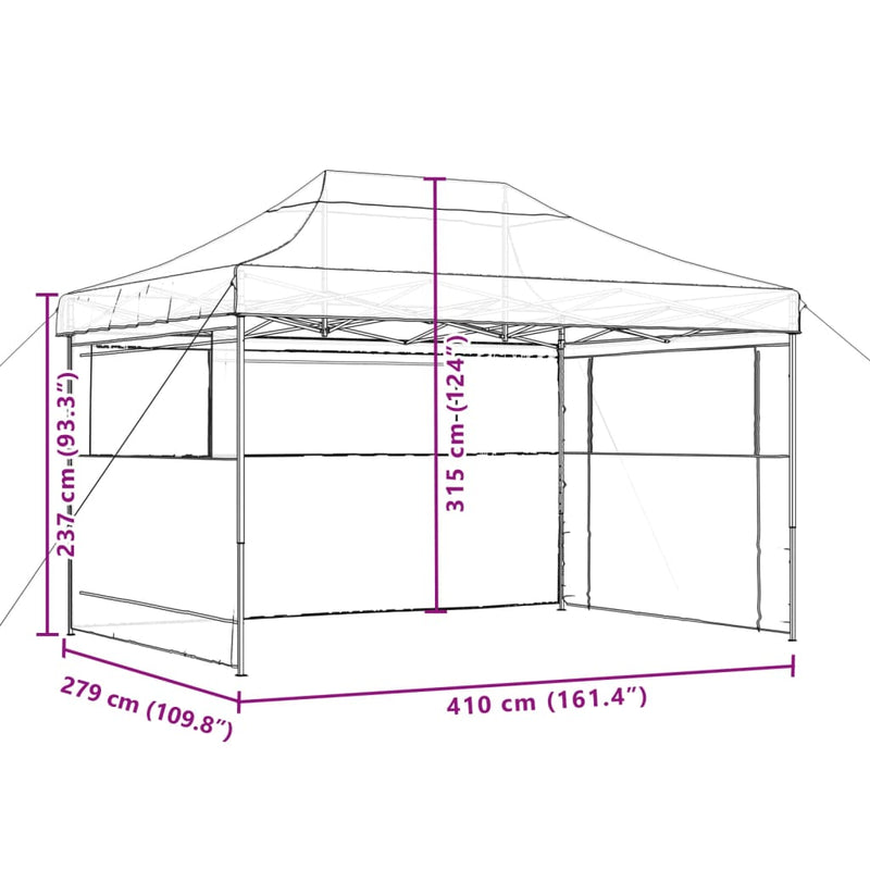 Foldable Party Tent Pop-Up with 3 Sidewalls Green