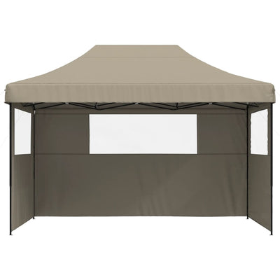 Foldable Party Tent Pop-Up with 3 Sidewalls Taupe