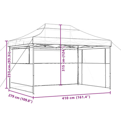 Foldable Party Tent Pop-Up with 3 Sidewalls Taupe