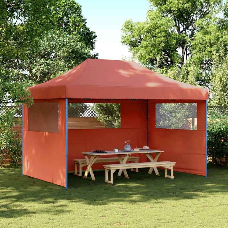 Foldable Party Tent Pop-Up with 3 Sidewalls Terracotta