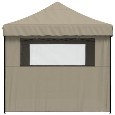 Foldable Party Tent Pop-Up with 4 Sidewalls Taupe