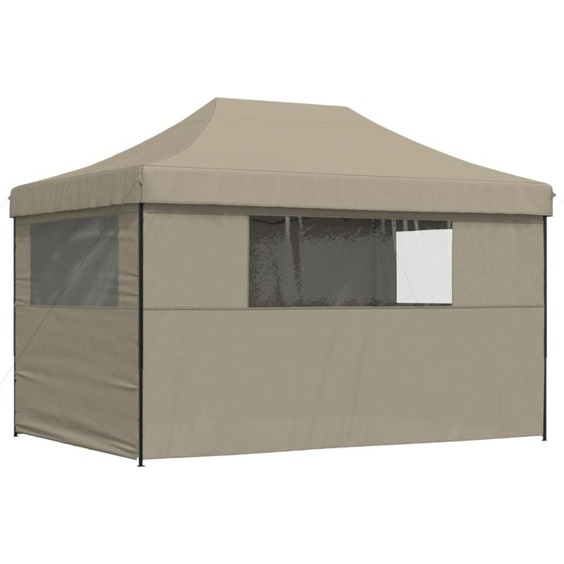 Foldable Party Tent Pop-Up with 4 Sidewalls Taupe