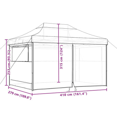 Foldable Party Tent Pop-Up with 4 Sidewalls Taupe