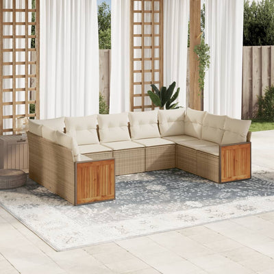 9 Piece Garden Sofa Set with Cushions Grey Poly Rattan