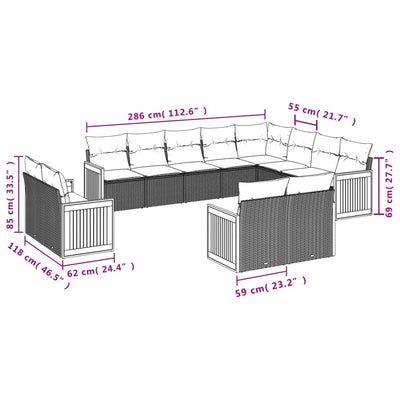 13 Piece Garden Sofa Set with Cushions Black Poly Rattan