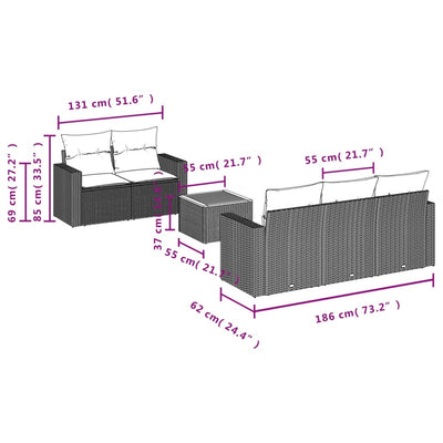 6 Piece Garden Sofa Set with Cushions Grey Poly Rattan