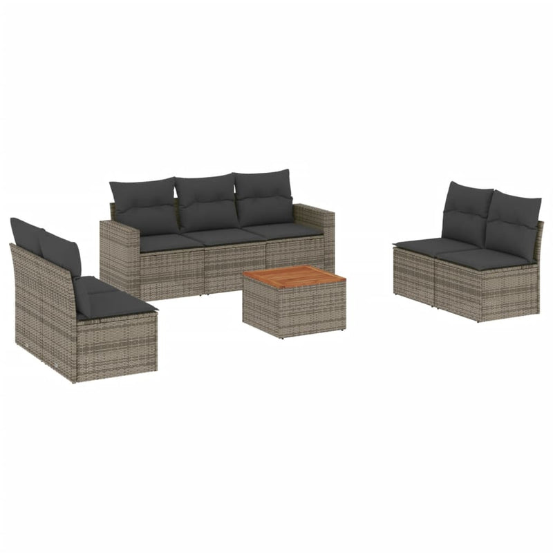 8 Piece Garden Sofa Set with Cushions Grey Poly Rattan