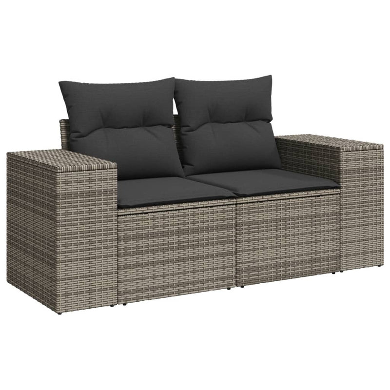 10 Piece Garden Sofa Set with Cushions Grey Poly Rattan