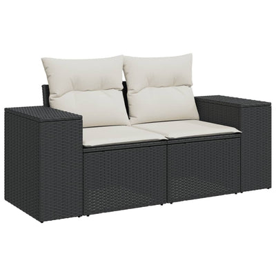 11 Piece Garden Sofa Set with Cushions Black Poly Rattan