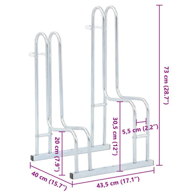 Bicycle Stand for 2 Bikes Floor Freestanding Galvanised Steel