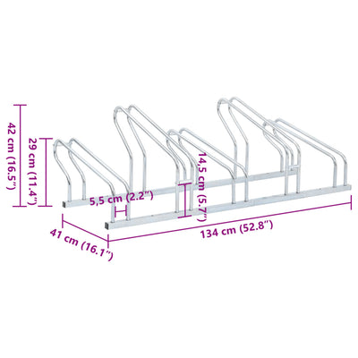 Bicycle Stand for 5 Bikes Floor Freestanding Galvanised Steel