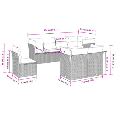 8 Piece Garden Sofa Set with Cushions Grey Poly Rattan