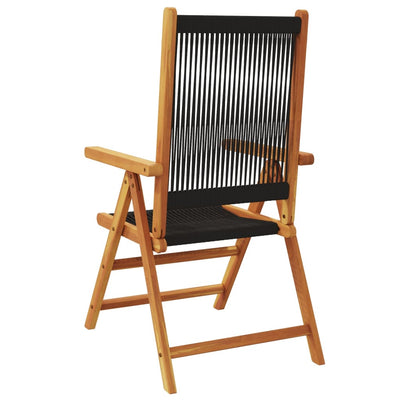 Reclining Garden Chairs 4 pcs Black Solid Wood Acacia