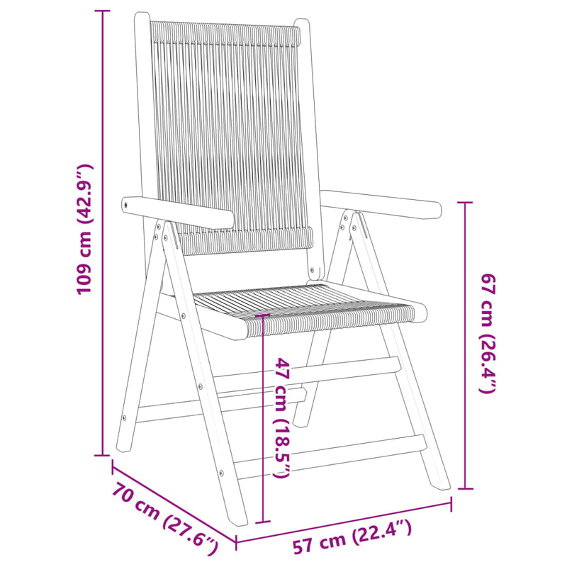 Reclining Garden Chairs 4 pcs Black Solid Wood Acacia