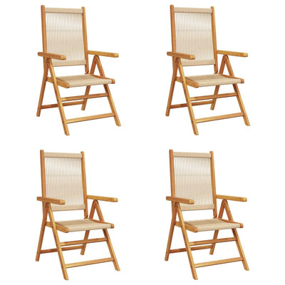 Reclining Garden Chairs 4 pcs Beige Solid Wood Acacia