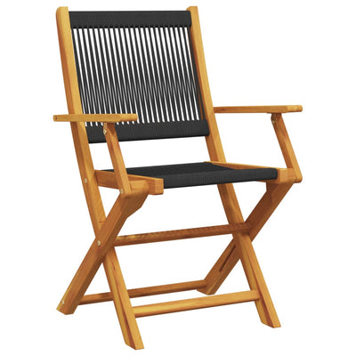 Folding Garden Chairs 6 pcs Black Solid Wood Acacia