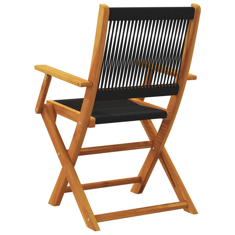 Folding Garden Chairs 6 pcs Black Solid Wood Acacia