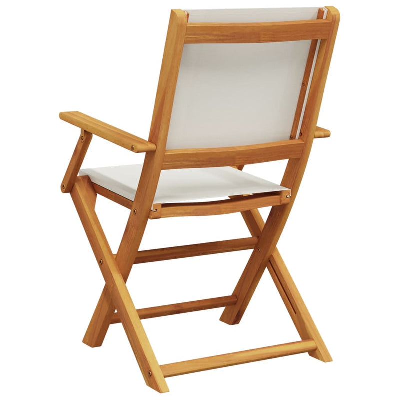 Folding Garden Chairs 6 pcs Cream White Fabric and Solid Wood