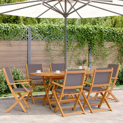 Folding Garden Chairs 6 pcs Anthracite Fabric and Solid Wood