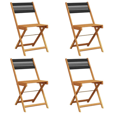 Folding Garden Chairs 4 pcs Black Solid Wood Acacia