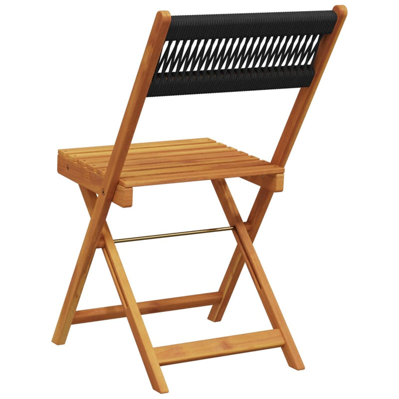 Folding Garden Chairs 4 pcs Black Solid Wood Acacia